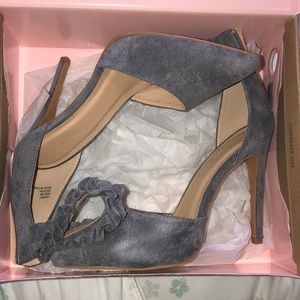 Suede gray blue heels